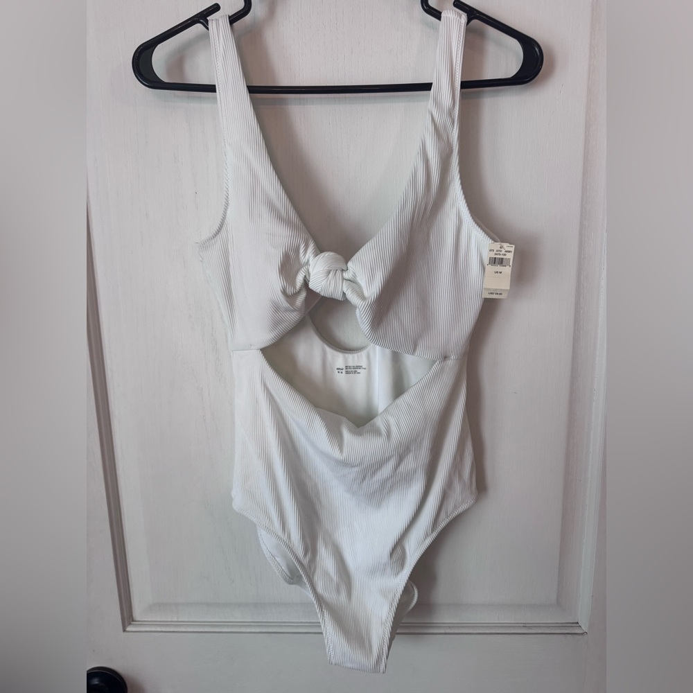 Aerie White Ribbed One Piece Swimsuit